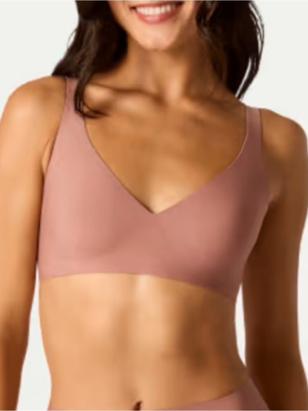 Bombas No Show Plunge Bralette Cocoa Plum size Medium